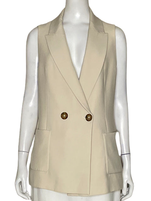 Chaleco Zara Maxi Beige-Talla L