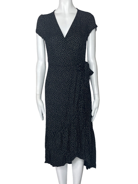Vestido Abercrombie & Fitch Lunares Cruzado Negro-Talla XS