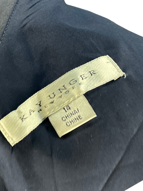 Vestido Kay Unger Plisado Asimetrico Azul-Talla 14