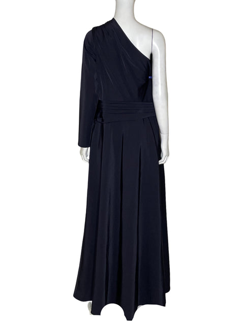 Vestido Kay Unger Plisado Asimetrico Azul-Talla 14