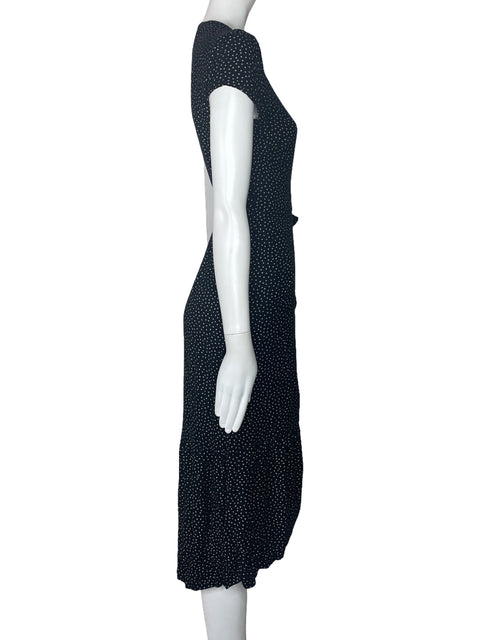 Vestido Abercrombie & Fitch Lunares Cruzado Negro-Talla XS