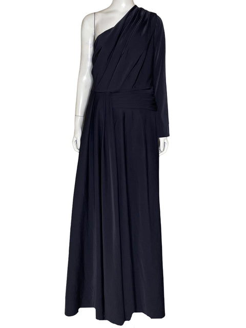 Vestido Kay Unger Plisado Asimetrico Azul-Talla 14