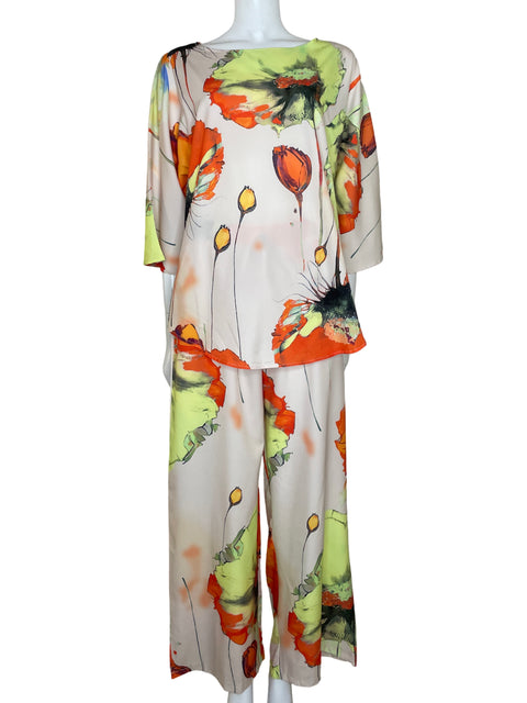 Set Tesoro TPS Pant+Blusa Estampado Beige-Talla L