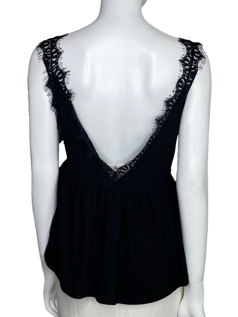 Blusa Urban Outfitters Encaje Sin Mangas Negro-Talla S