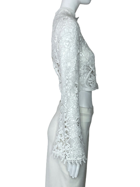 Top Banjul Encaje Mangas Blanco-Talla M