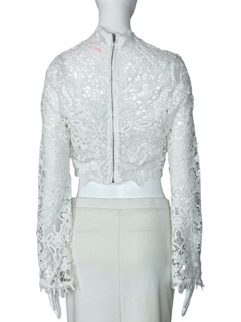 Top Banjul Encaje Mangas Blanco-Talla M