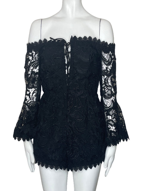 Romper Luxxel Off Shoulder Encaje Negro-Talla M