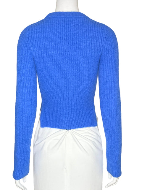 Sweater Zara Acanalado Azul - Talla S