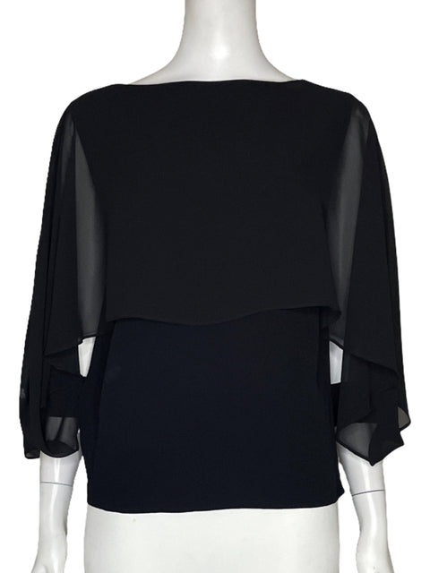 Blusa Zara Mangas Fluida Negro - Talla S