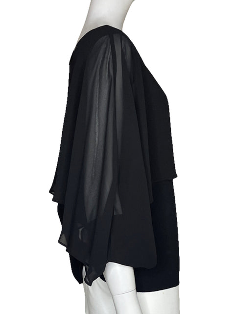 Blusa Zara Mangas Fluida Negro - Talla S