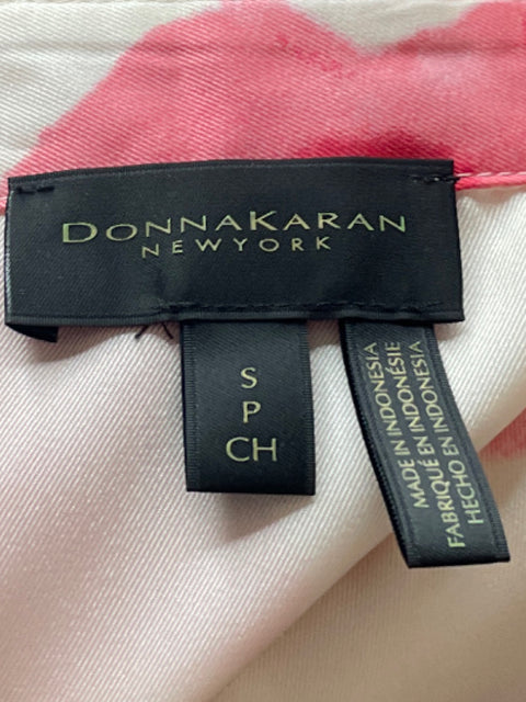 Camisa Donna Karan Floral Manga Larga Rosado-Talla S