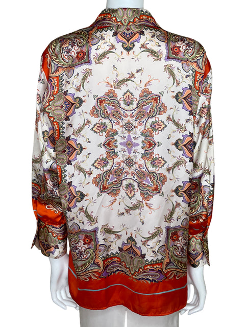 Camisa Zara Satinada Manga Larga Naranja-Talla M