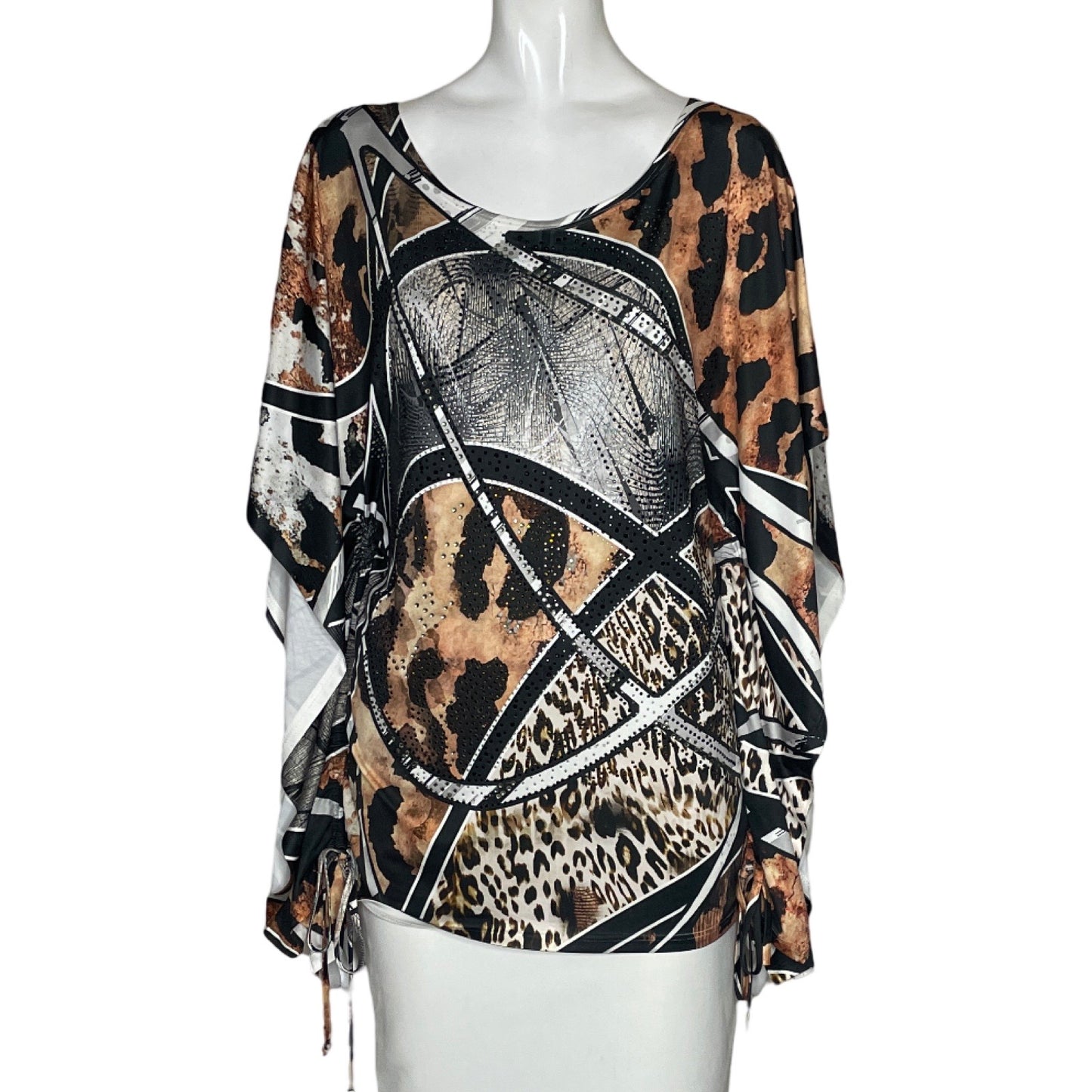 Blusa Boho Chic Animal Print Marron-Talla L