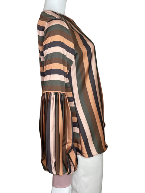 Blusa Argemiro Sierra Rayas Bombacha Beige-Talla S