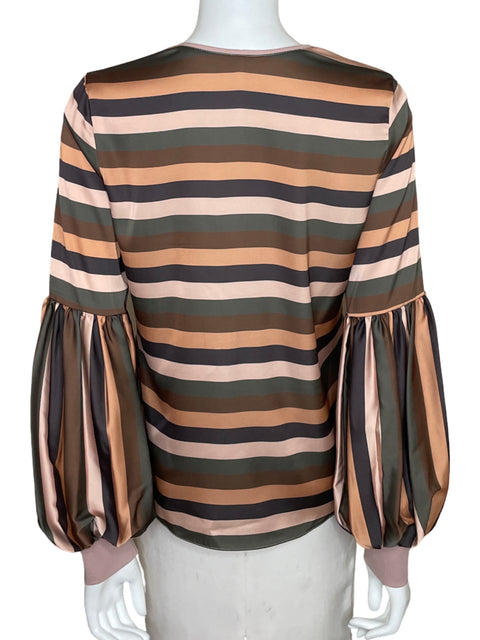 Blusa Argemiro Sierra Rayas Bombacha Beige-Talla S