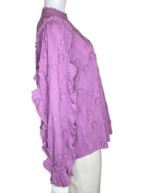 Blusa Fabienne Chapot Manga Larga Floral Morado-Talla 40