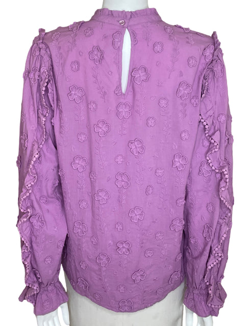 Blusa Fabienne Chapot Manga Larga Floral Morado-Talla 40