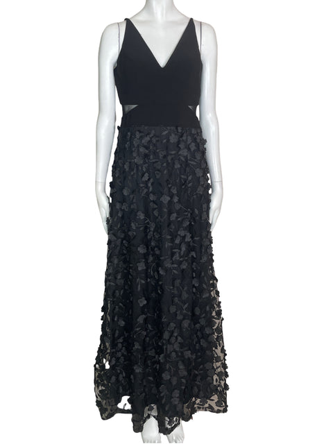 Vestido Aqua Sin Mangas Floral Negro- Talla 8