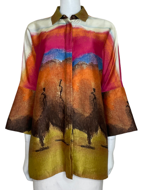 Camisa Purificación García Satinada Oversize Rosado-Talla S