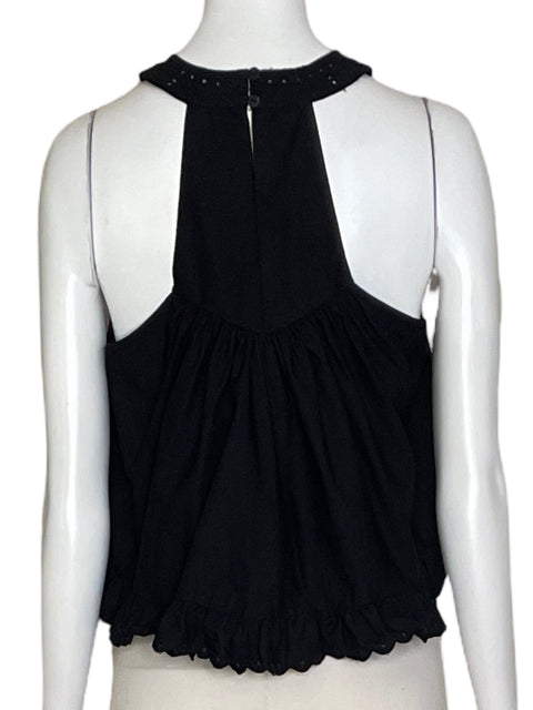 Blusa Zara Halter Bordado Negro-Talla L