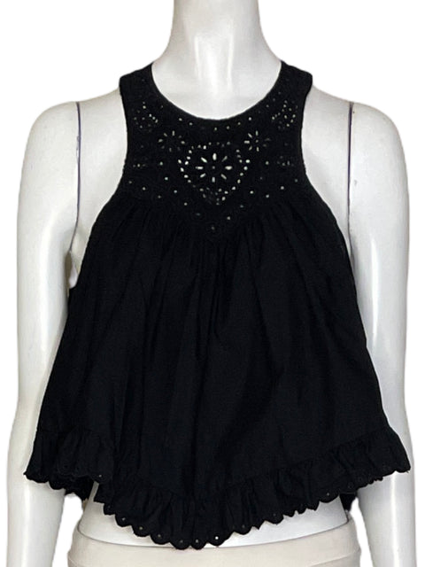 Blusa Zara Halter Bordado Negro-Talla L