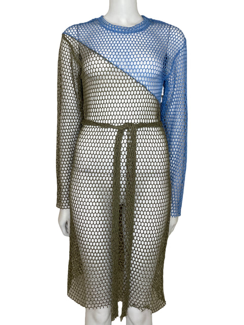 Salida de Playa Zara Mesh Bicolor Azul-Talla S