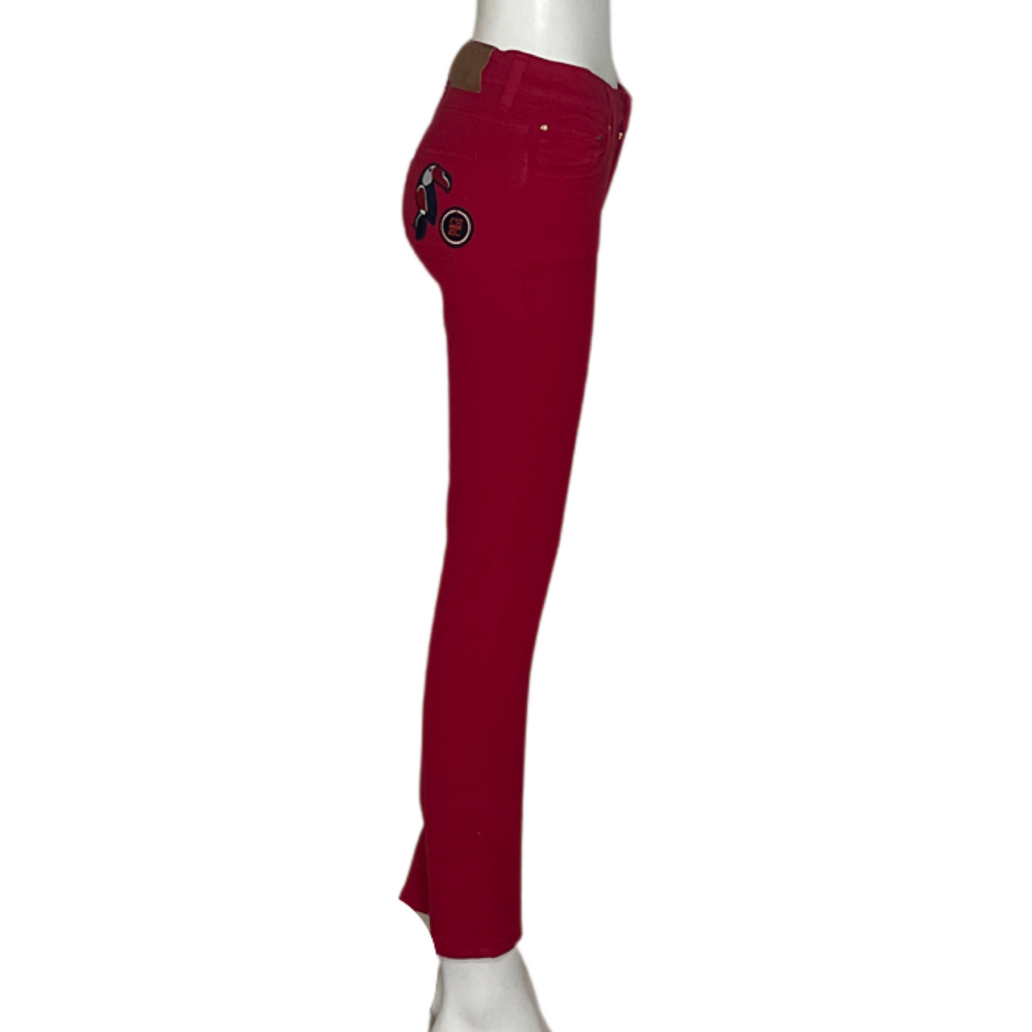 Pantalón Carolina Herrera Tucan Bordado Rojo-Talla 2