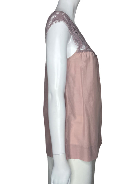 Blusa Massimo Dutti Sin Mangas Encaje Rosado-Talla M