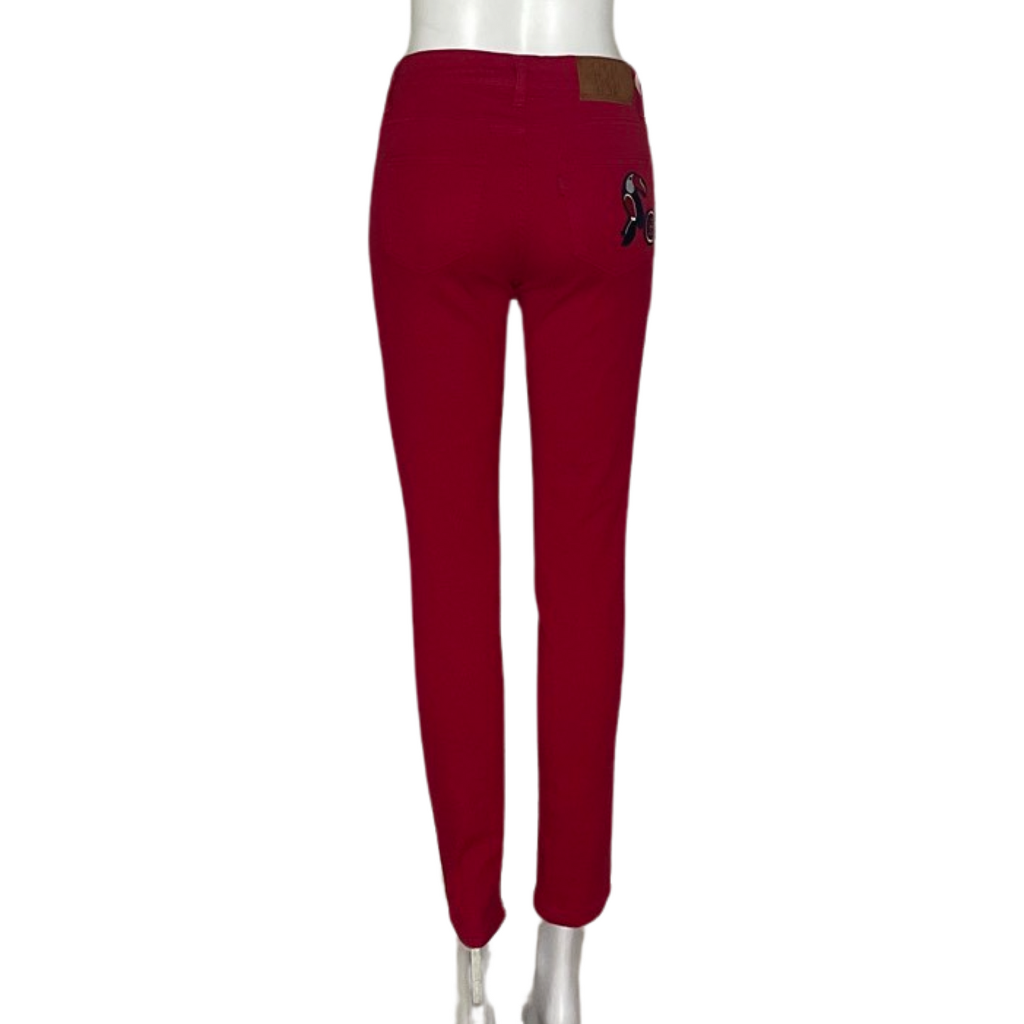 Pantalón Carolina Herrera Tucan Bordado Rojo-Talla 2