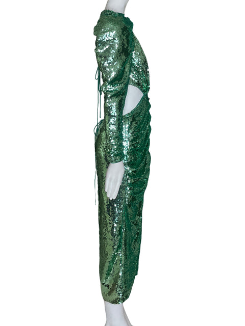 Vestido For Love & Lemons Lentejuelas Cut Off Verde-Talla XS