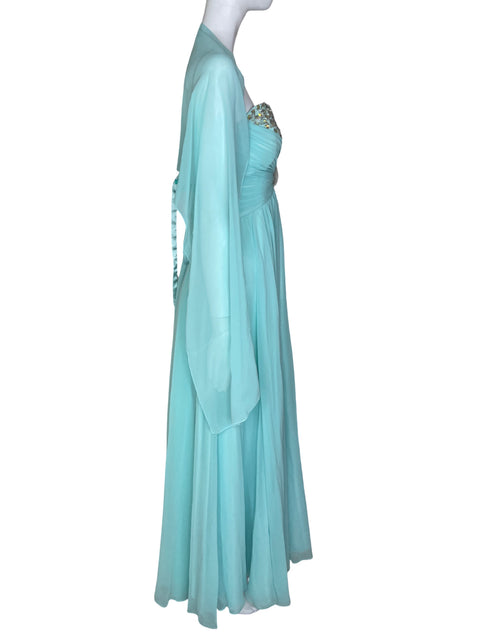 Vestido Dancing Queen Strapless Pedreria Azul- Talla S