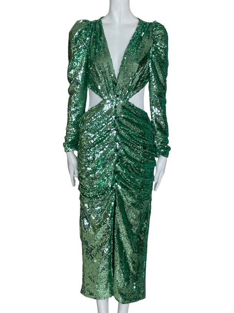 Vestido For Love & Lemons Lentejuelas Cut Off Verde-Talla XS