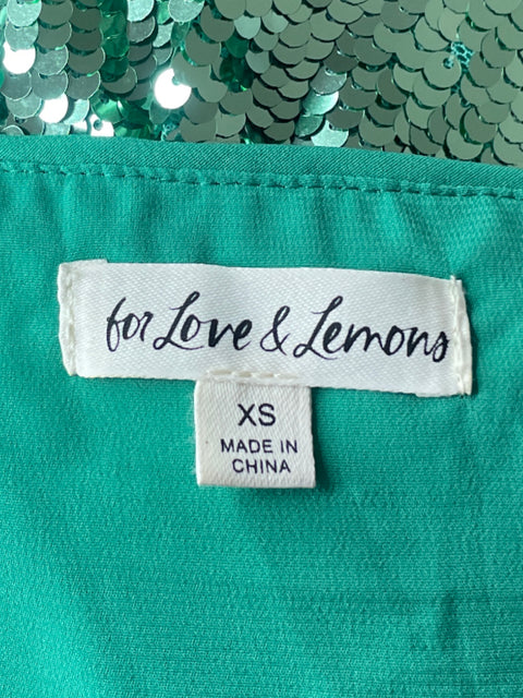 Vestido For Love & Lemons Lentejuelas Cut Off Verde-Talla XS