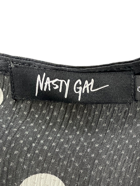 Vestido Nasty Gal Lunares Cuello V-Negro Talla S