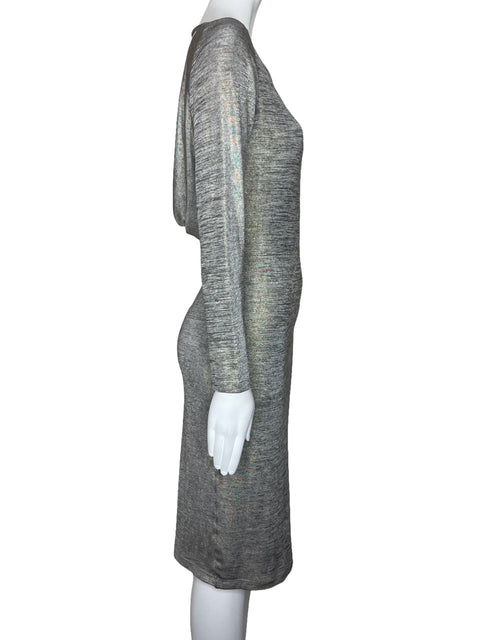 Vestido Studio F Espalda Descubierta Plateado-Talla 8