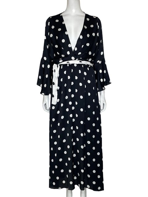 Vestido Nasty Gal Lunares Cuello V-Negro Talla S