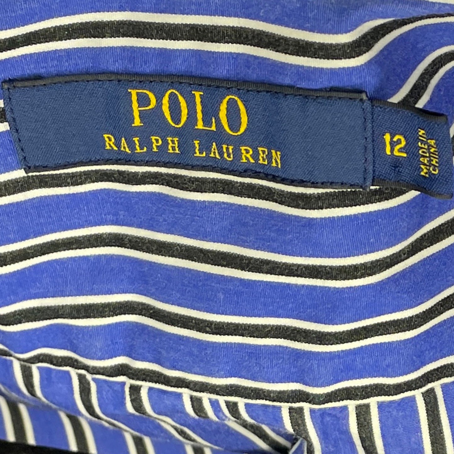 Vestido Polo Ralph Lauren Camisero Rayas Botones 
Azul-Talla 12