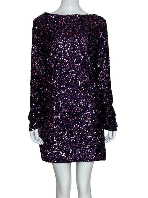 Vestido Zara Lentejuelas Morado-Talla L