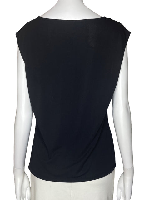 Blusa Calvin Klein Botones Sin Mangas Negro-Talla S