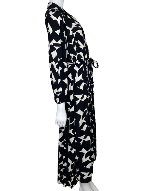 Vestido Zara Midi Camisero Print Negro-Talla L