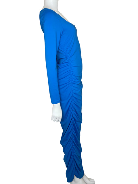 Vestido Tesoro TPS Maxi Drapeado Azul-Talla S