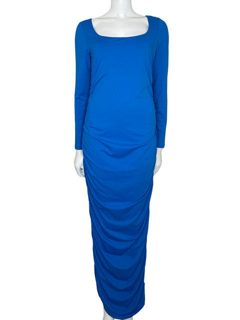 Vestido Tesoro TPS Maxi Drapeado Azul-Talla S