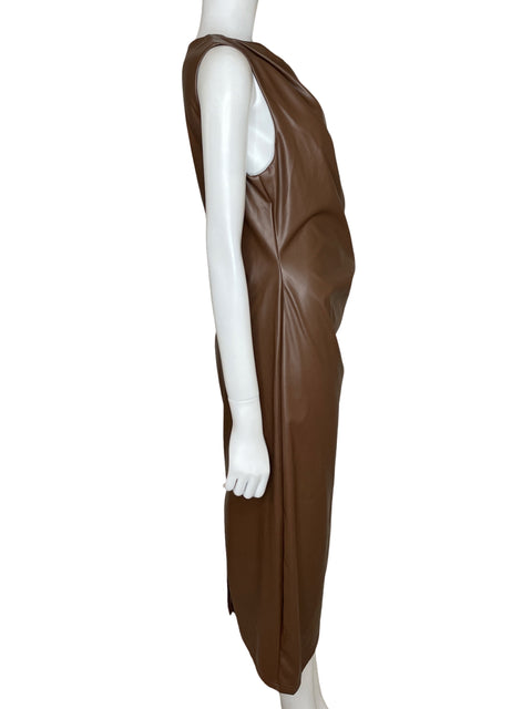 Vestido Tesoro TPS Midi Drapeado Marrón-Talla M