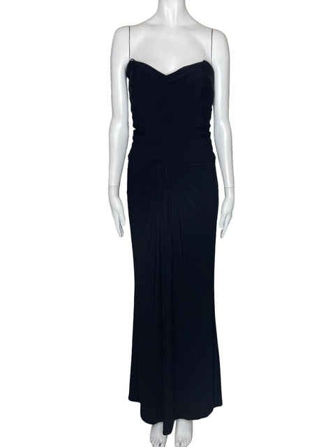 Vestido Tadashi Shoji Strapless Drapeado Negro-Talla M