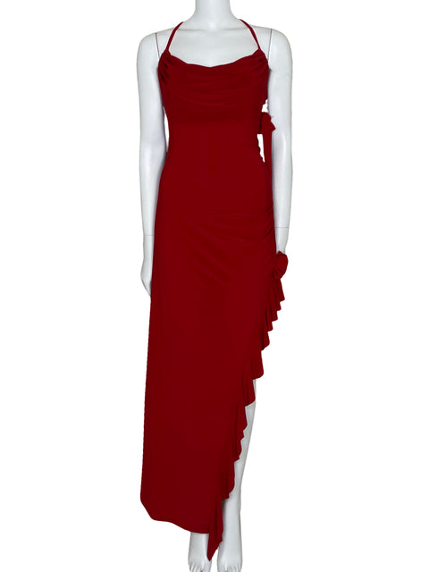 Vestido A.U.W Maxi Rosas Rojo-Talla XL