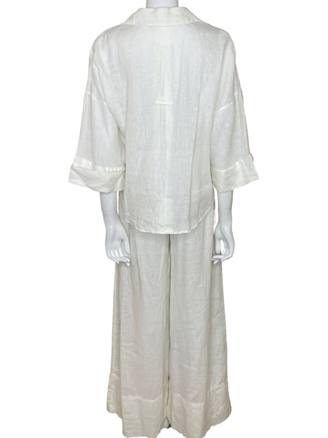 Set Zara Camisa+Pant Fluido Blanco-Talla S
