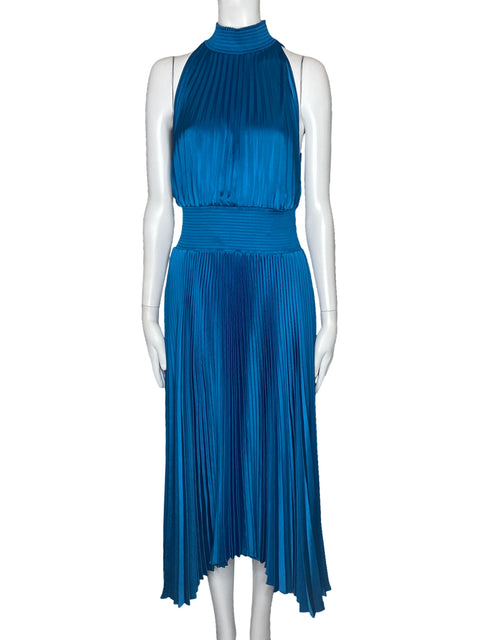 Vestido A.L.C Halter Plizado Azul-Talla 6