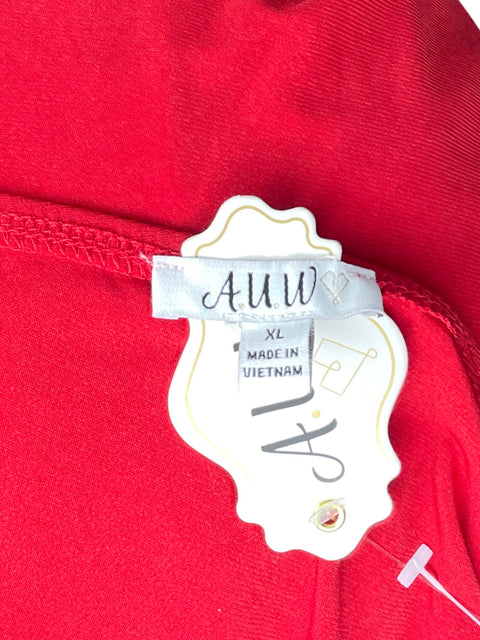 Vestido A.U.W Maxi Rosas Rojo-Talla XL