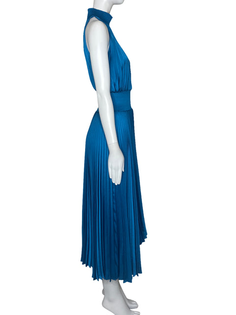 Vestido A.L.C Halter Plizado Azul-Talla 6
