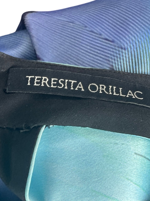 Vestido Teresita Orillac Midi Estampado Azul-Talla M